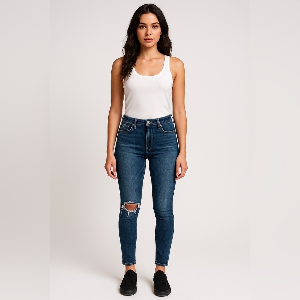 Agolde Sophie Crop Destroyed Dark Wash Skinny Ankle Jeans 25 Womens 26x26